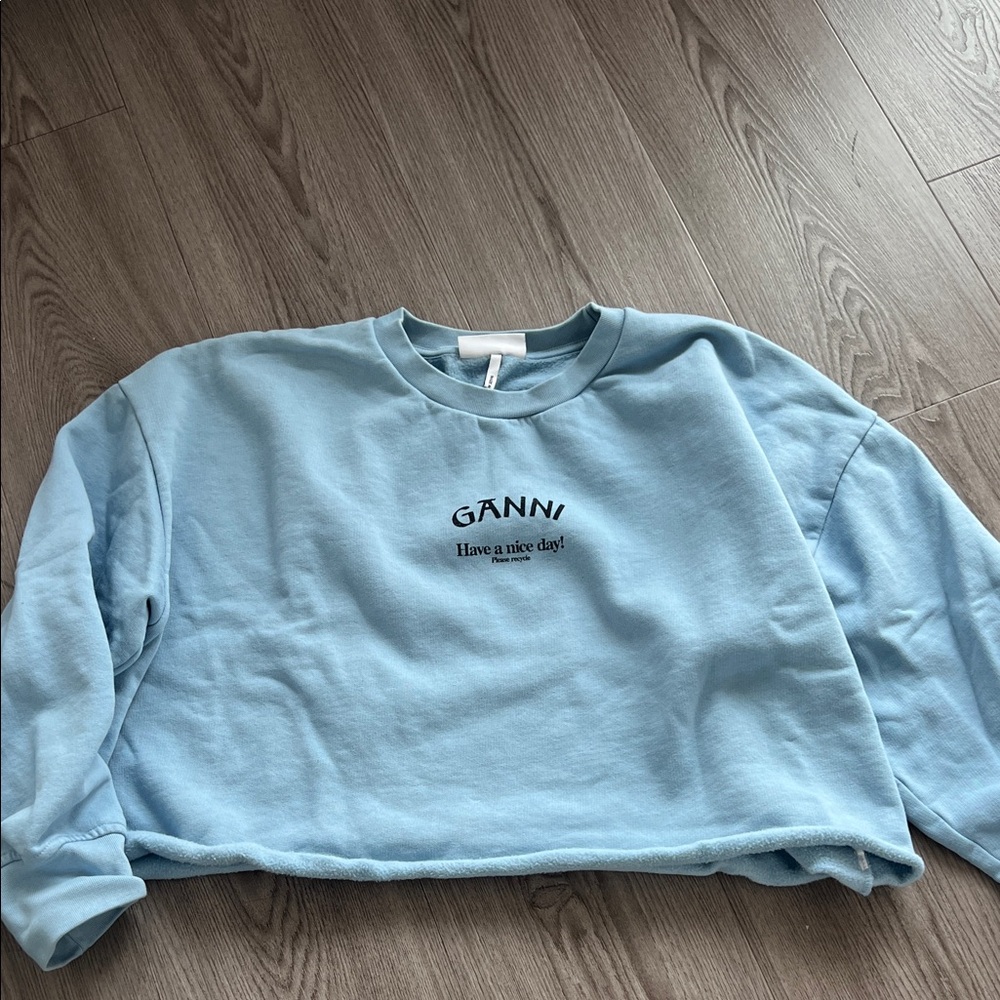 Ganni Sky Blue Crew Neck Sweater